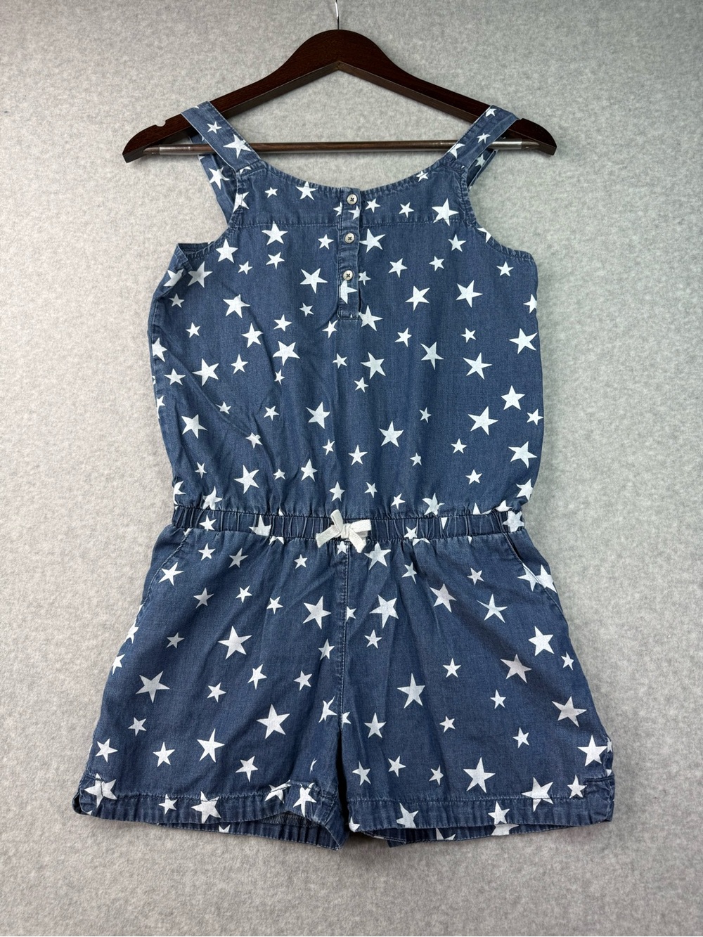 Girls' Levi Navy Star Print Denim Romper